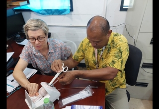 Health workers of the Federated States of Micronesia were trained as to how to insert an intrauterine contraceptive device (IUCD