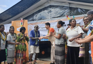 UNFPA Director, Iori Kato joining the community launch of Vanuatu’s first ever Women and Girls Friendly Space in Lenaken village
