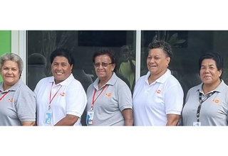 Fijian Midwives on deployment to Vanuatu for TC Judy/Kevin response, Port Vila. (L-R) Emele Naiceru, Nanise Ratuvou, Esita Tuibu