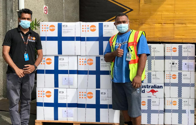 UNFPA Pacific handed over sets of clean delivery kits to the Fiji Ministry of Health and Medical Services