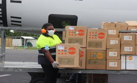 UNFPA Supplies are being unloaded in Vanuatu to support the COVID-19 response. 