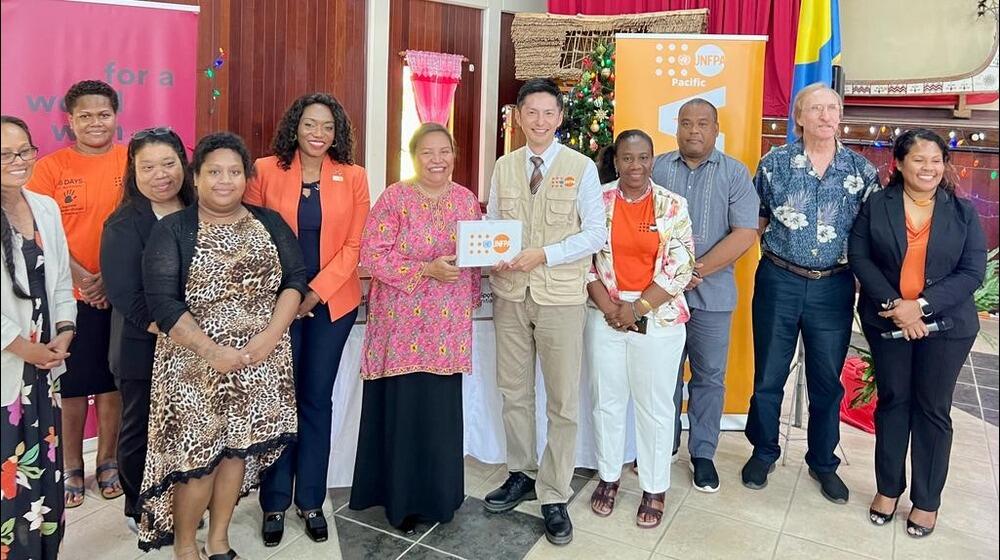 UNFPA Director for the Pacific Sub-Regional Office Mr. Iori Kato handed over 26 Tablets to Hon. Vice President of Palau, Ms Uduc