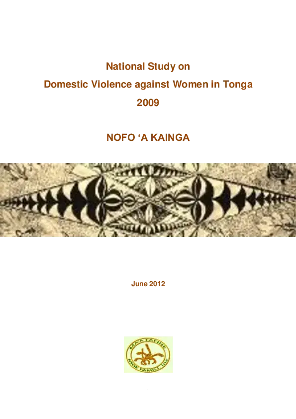 National Study on Domestic Violence against Women in Tonga